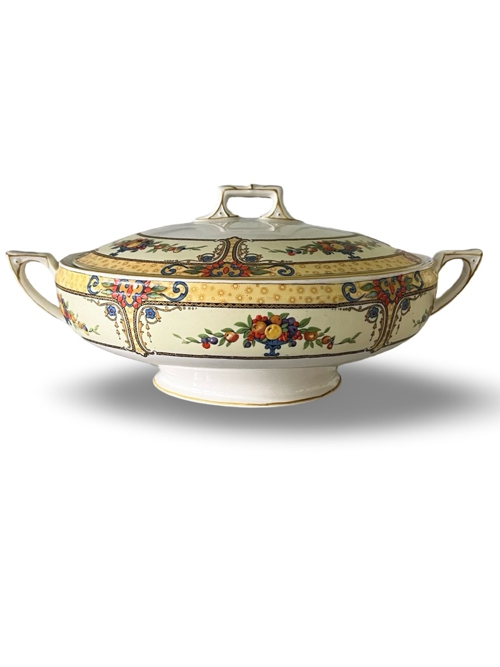 Antique Myott Staffordshire Seville Pattern Round Vegetable Tureen 8.5” Diameter